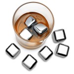 Whisky Ice Cubes Set - 4 wiederverwendbare Edelstahl Eiswürfel + Stoffbeutel